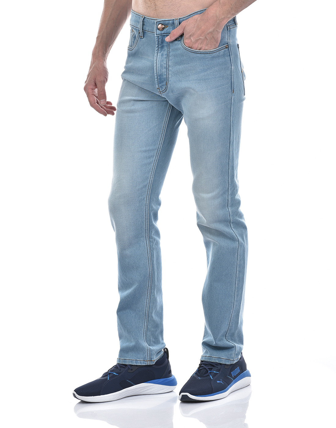 Numero Uno Men Solid Light Blue Jeans